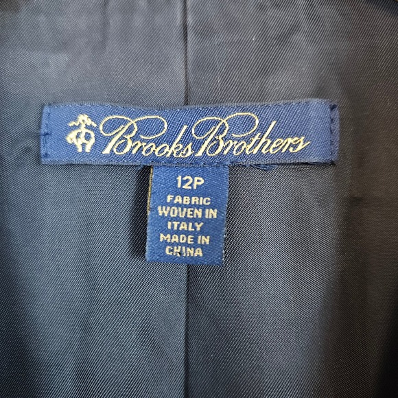 Brooks Brothers Loro Piana Blazer Navy Merino Wool Gold Buttons Womens 12P FLAWS - Picture 3 of 16